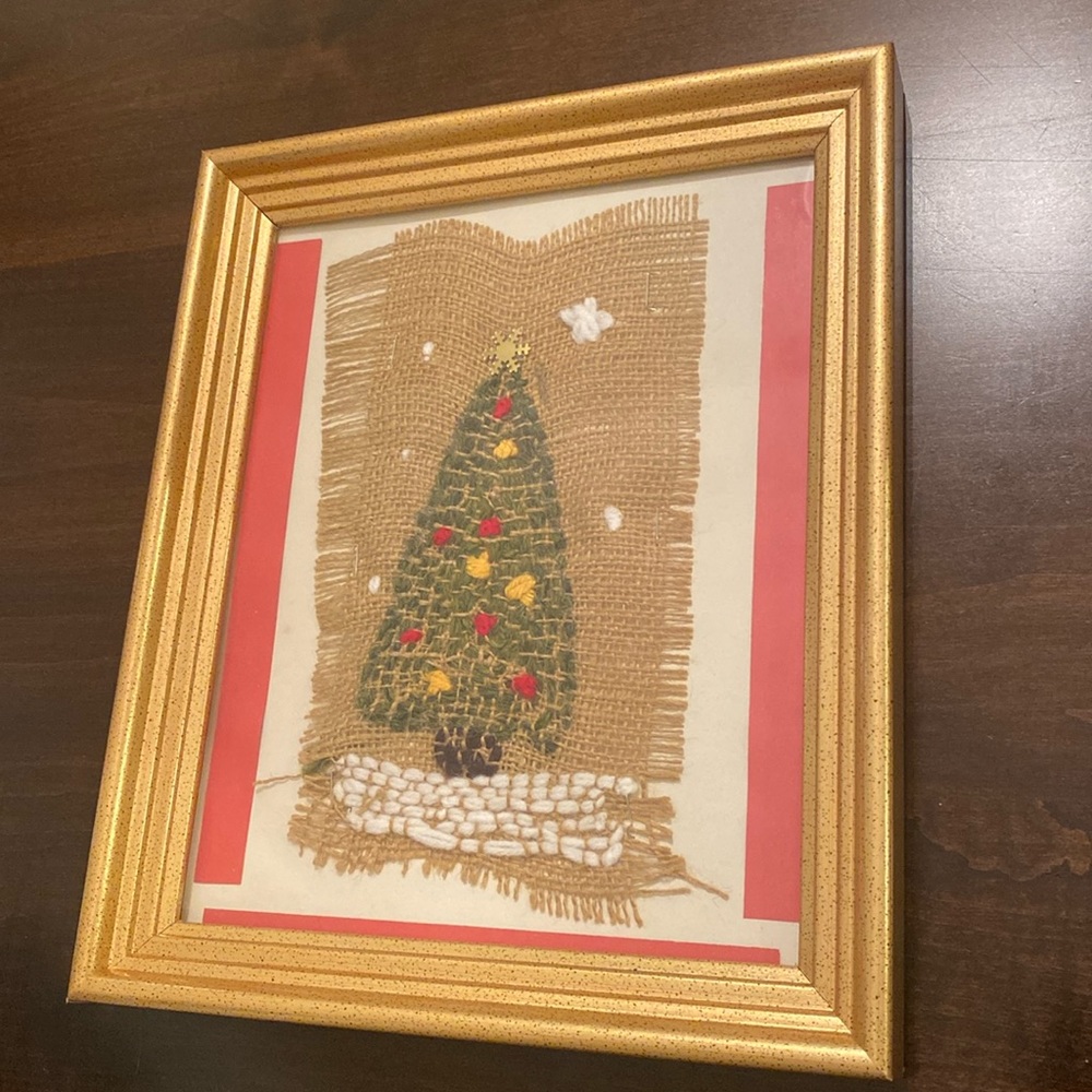 Handmade Christmas tree framed art